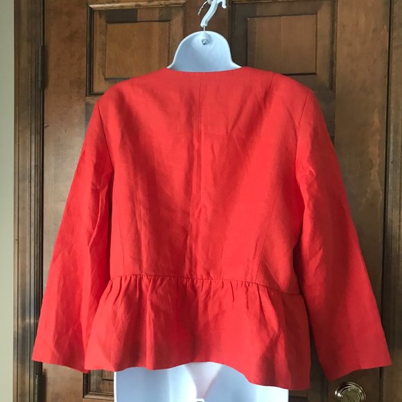 NWT Talbots Red Linen Jacket w/Peplum Size 12 - Picture 7 of 10